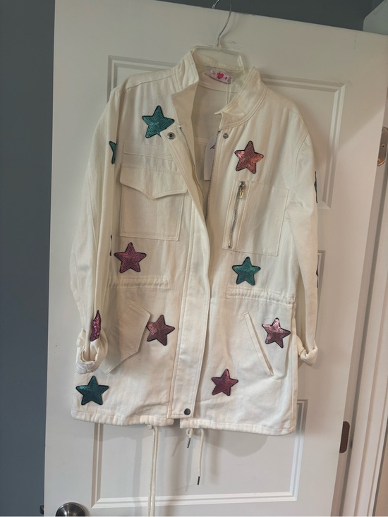Buddy Love Jackets & Blazers - Buddy Love White Jacket with Pink Sequin Star Patch